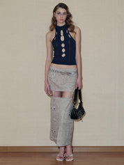 PROD 2024 Pre-spring Hollow Out Shoulder-Baring Tank Top