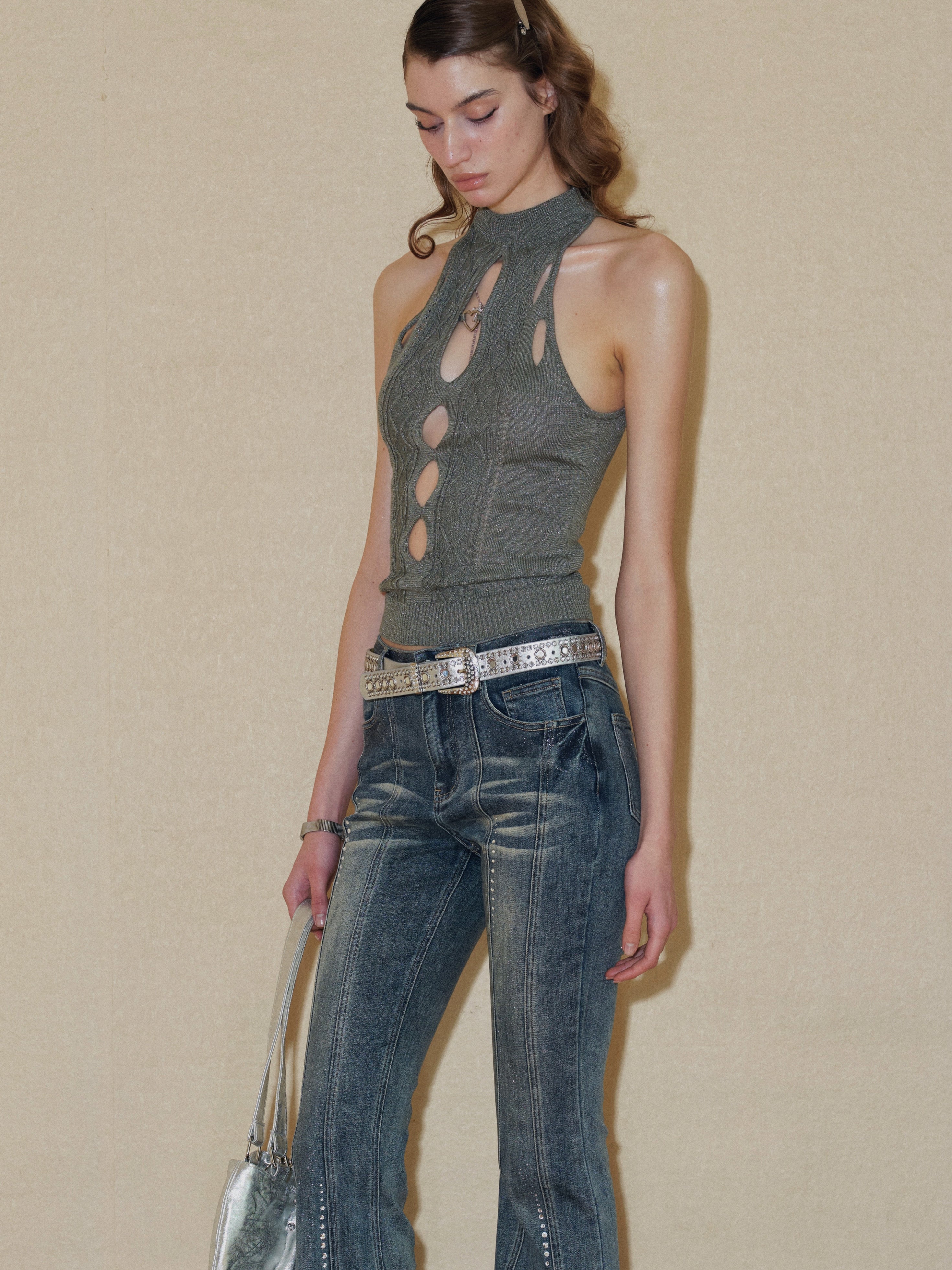 PROD 2024 Pre-spring Hollow Out Shoulder-Baring Tank Top