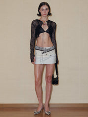 PROD 2024 Pre-spring Lace Hollow Out Hole Knitted hooded cardigan