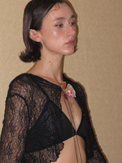 PROD 2024 Pre-spring Lace Hollow Out Hole Knitted hooded cardigan