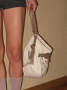 PROD 2024 Pre-spring One Size / beige/coffee / In-stock Metal Rivet Color Block Shoulder Handbag