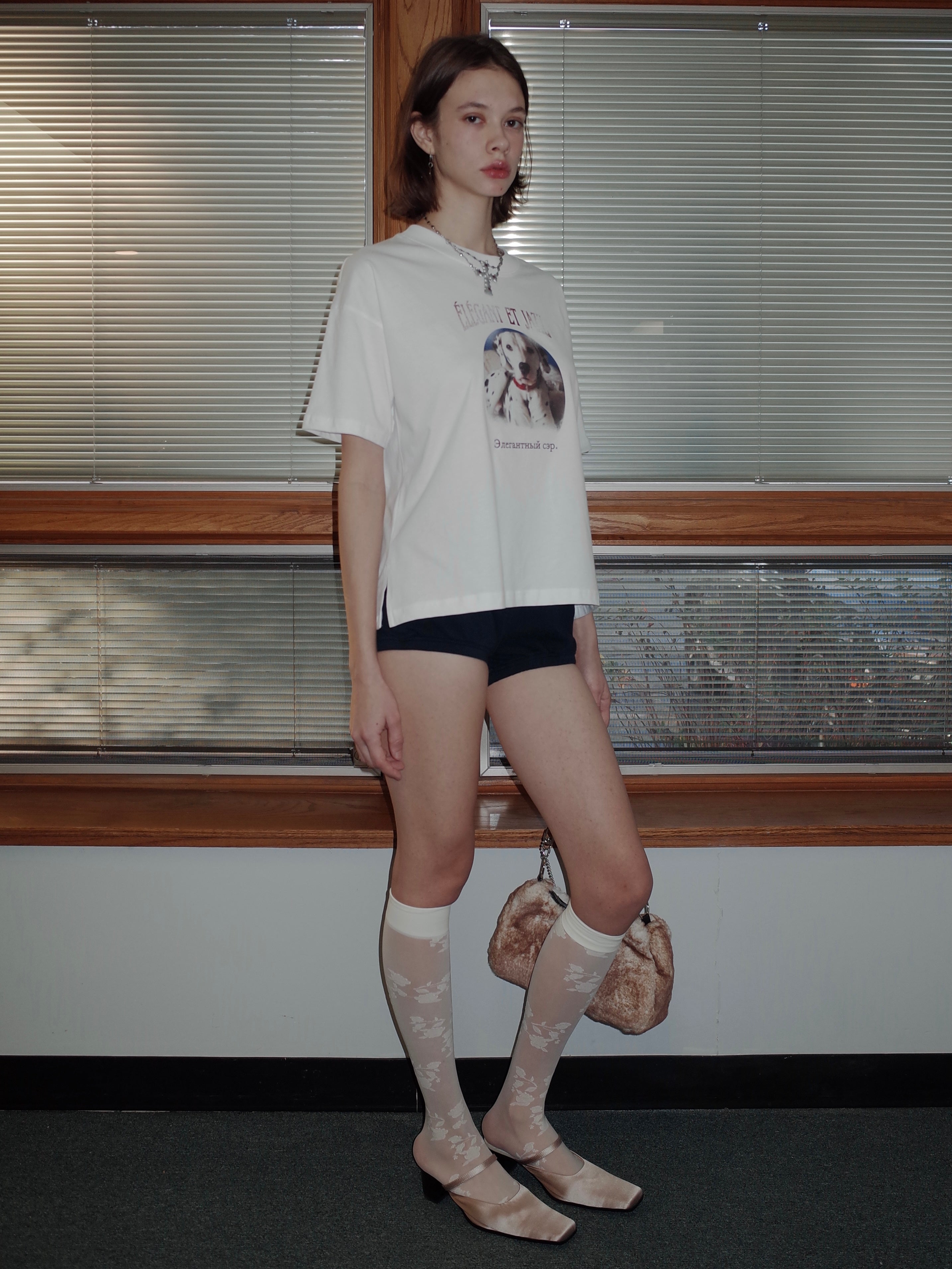 PROD 2024 Pre-spring One Size / Beige / In-stock Floral Over-the-knee Silk Stockings