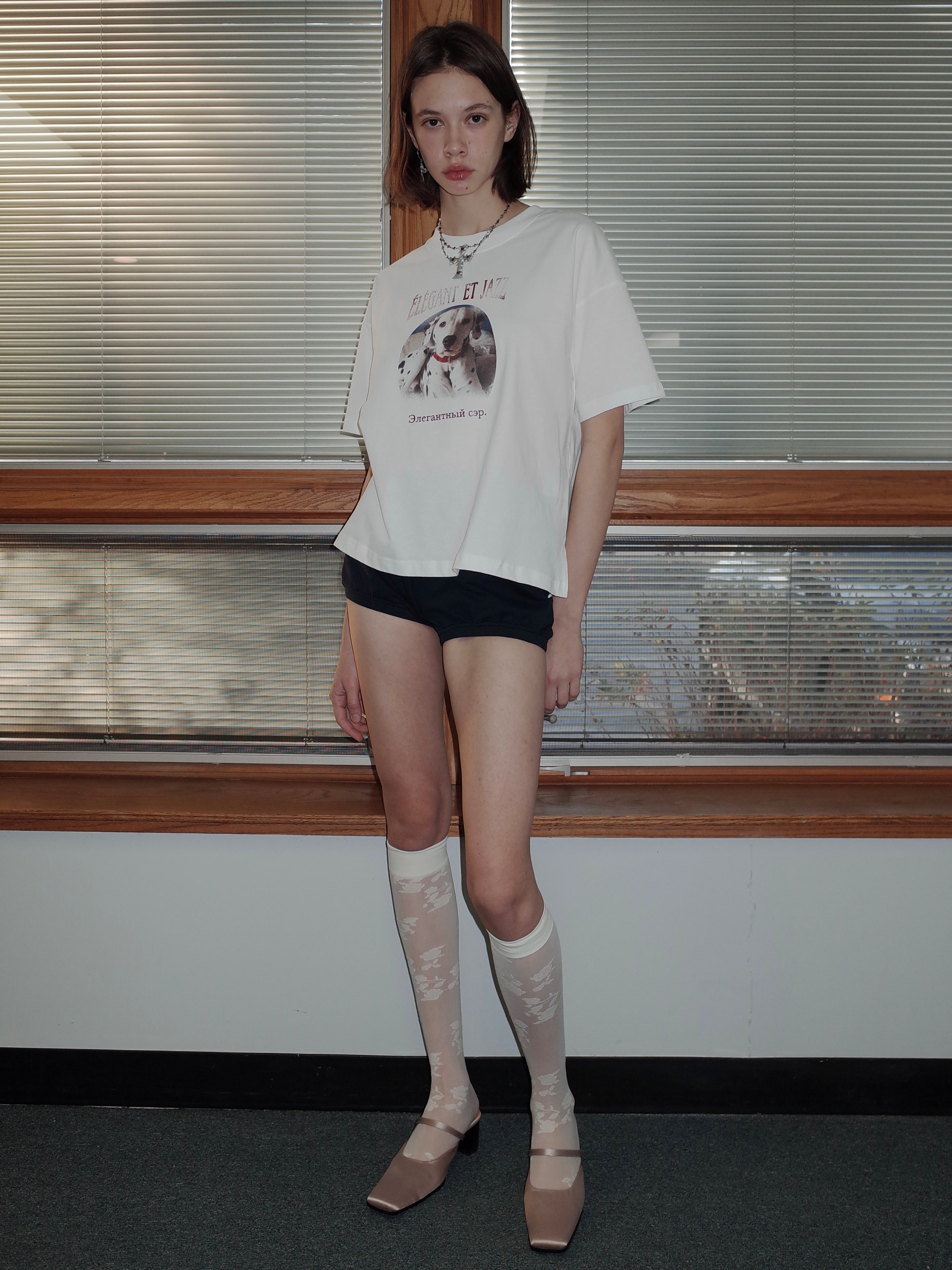 PROD 2024 Pre-spring One Size / Beige / In-stock Floral Over-the-knee Silk Stockings