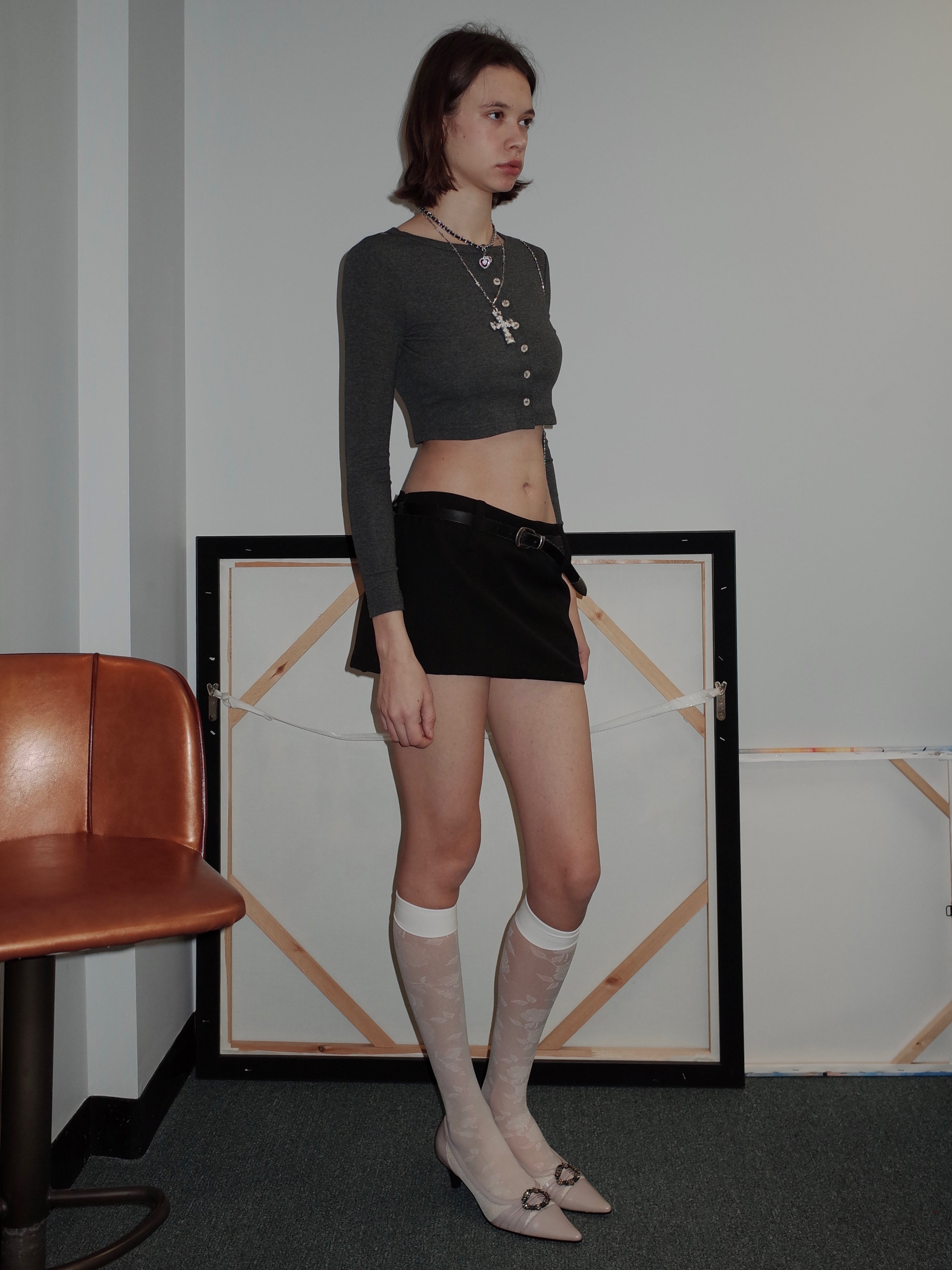 PROD 2024 Pre-spring One Size / Beige / In-stock Floral Over-the-knee Silk Stockings