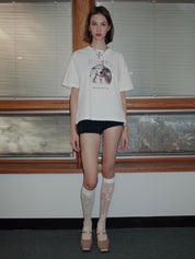 PROD 2024 Pre-spring One Size / Beige / In-stock Floral Over-the-knee Silk Stockings