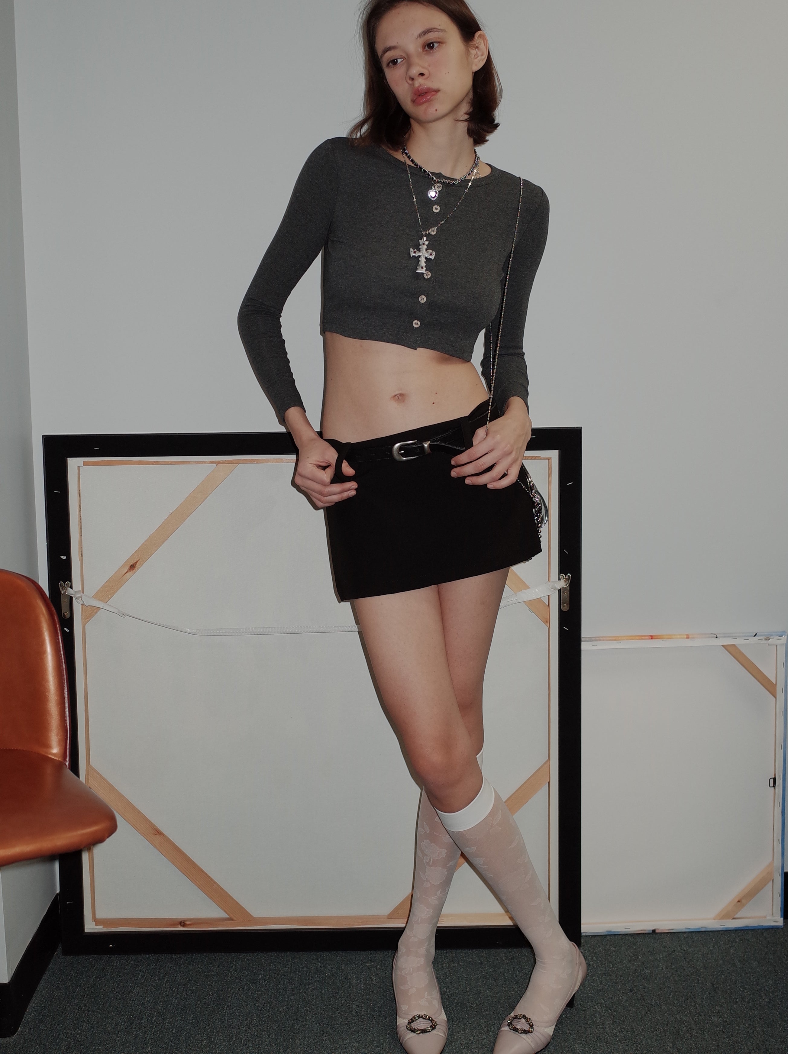 PROD 2024 Pre-spring One Size / Beige / In-stock Floral Over-the-knee Silk Stockings