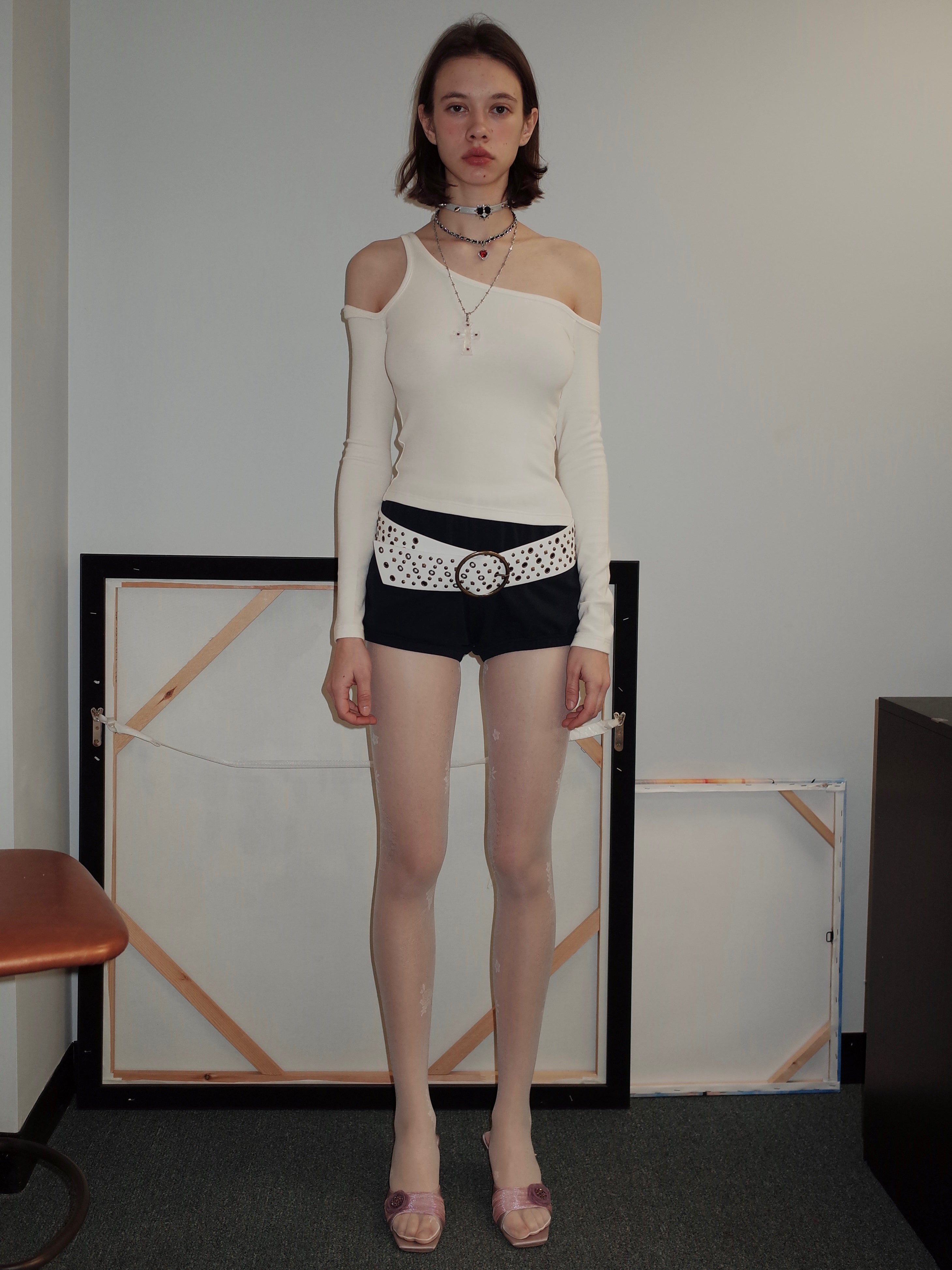 PROD 2024 Pre-spring One Size / Beige / In-stock Lace Flower Silk Stockings