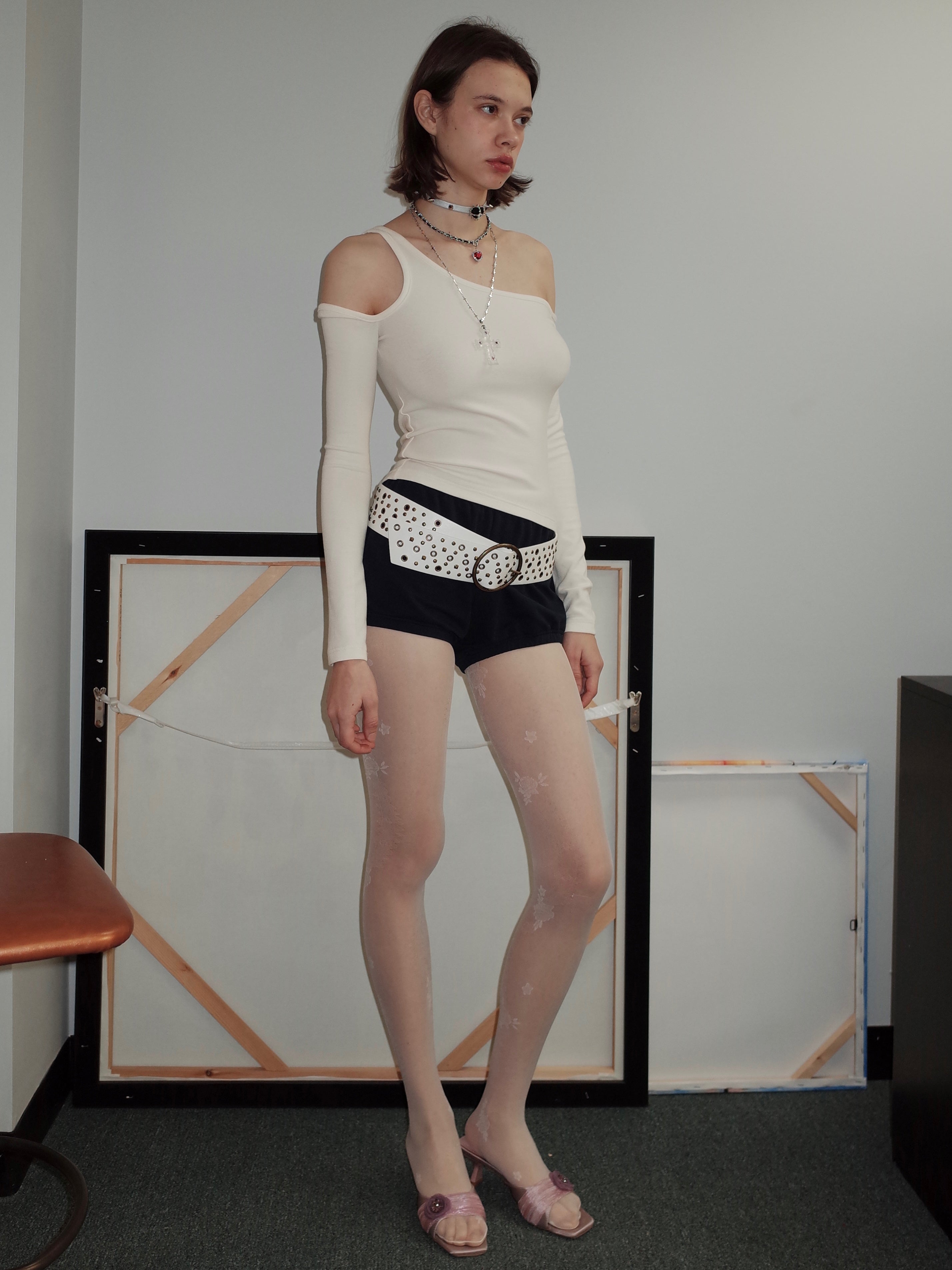 PROD 2024 Pre-spring One Size / Beige / In-stock Lace Flower Silk Stockings