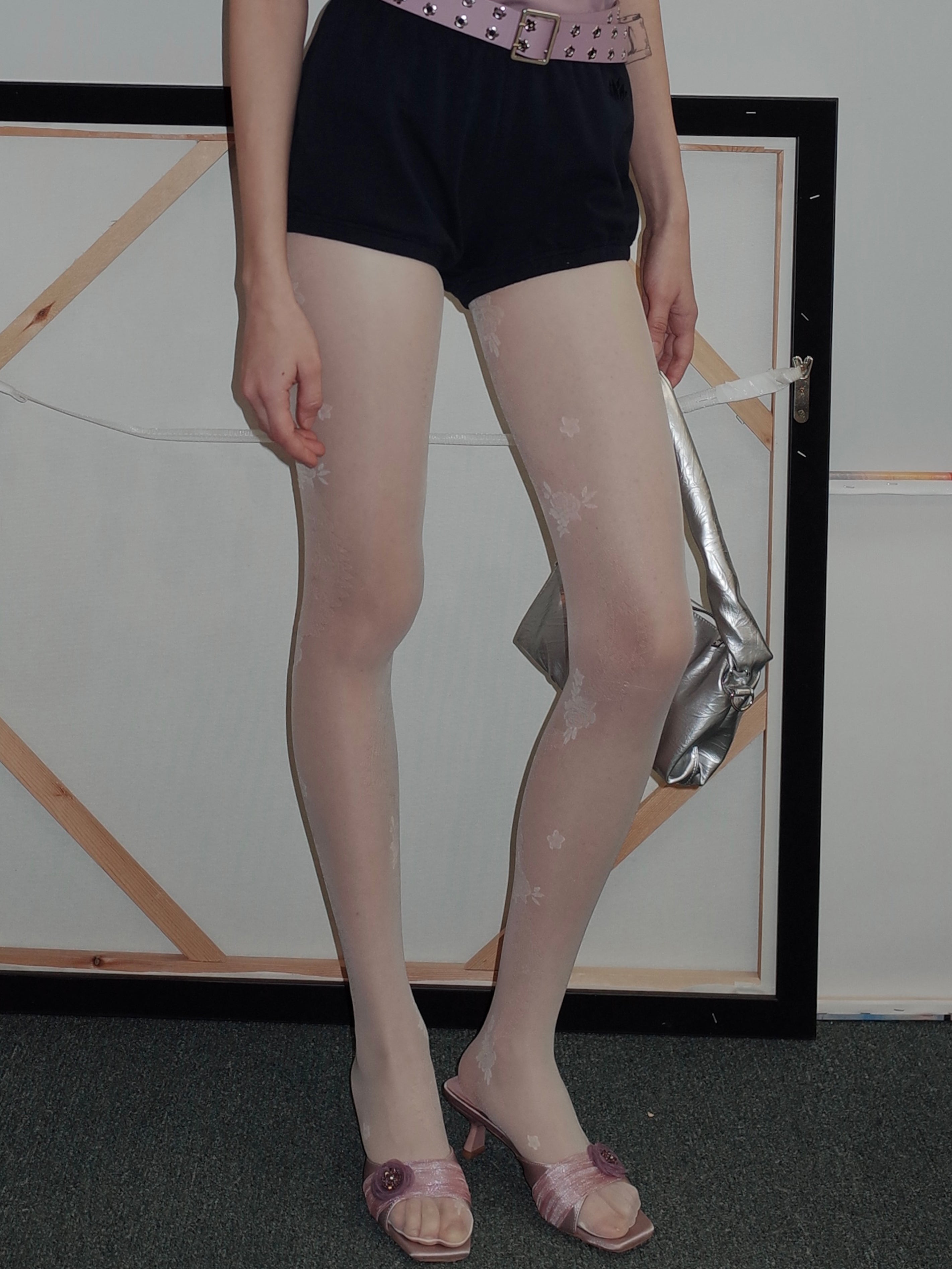 PROD 2024 Pre-spring One Size / Beige / In-stock Lace Flower Silk Stockings