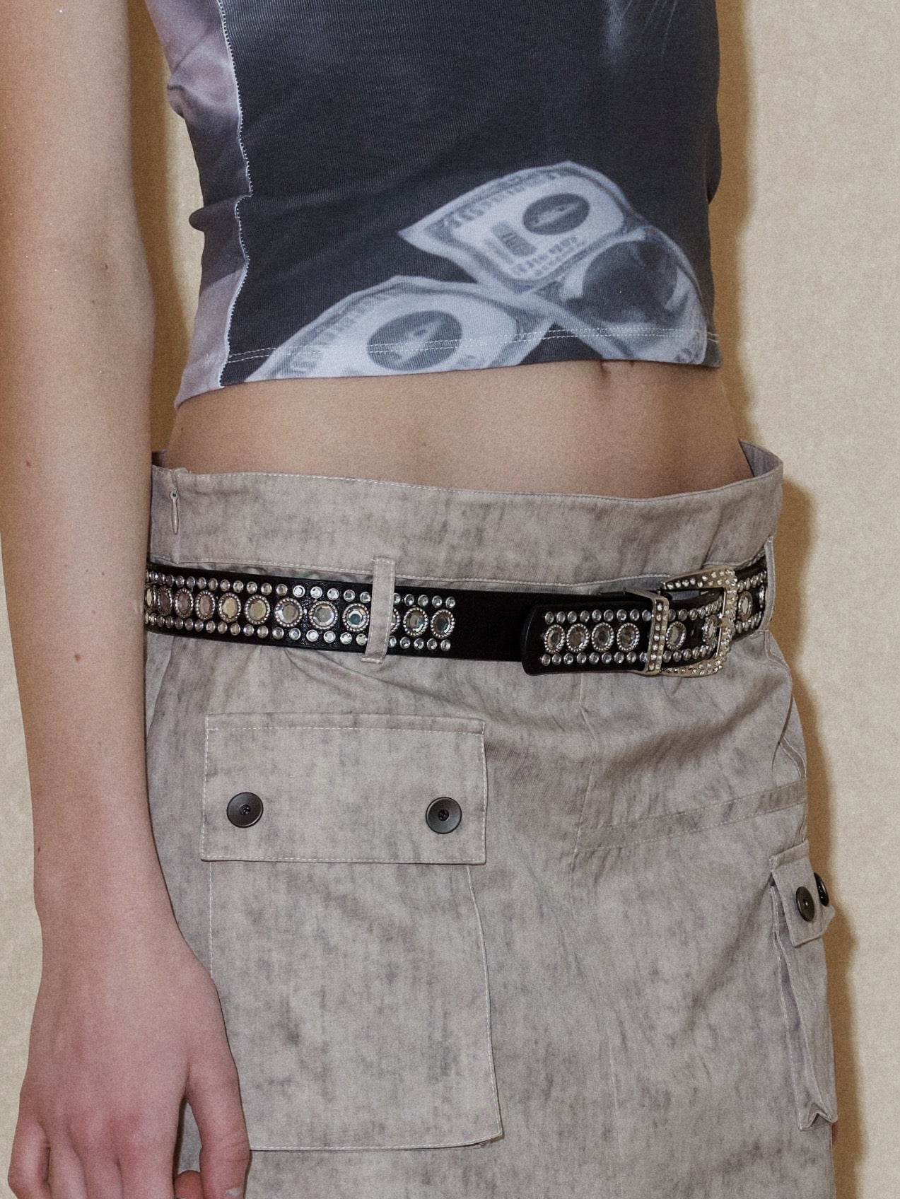 PROD 2024 Pre-spring One Size / Black / In-stock Black Gemstone Belt