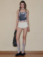 PROD 2024 Pre-spring One Size / blue gray / In-stock Silver Rhinestone Socks