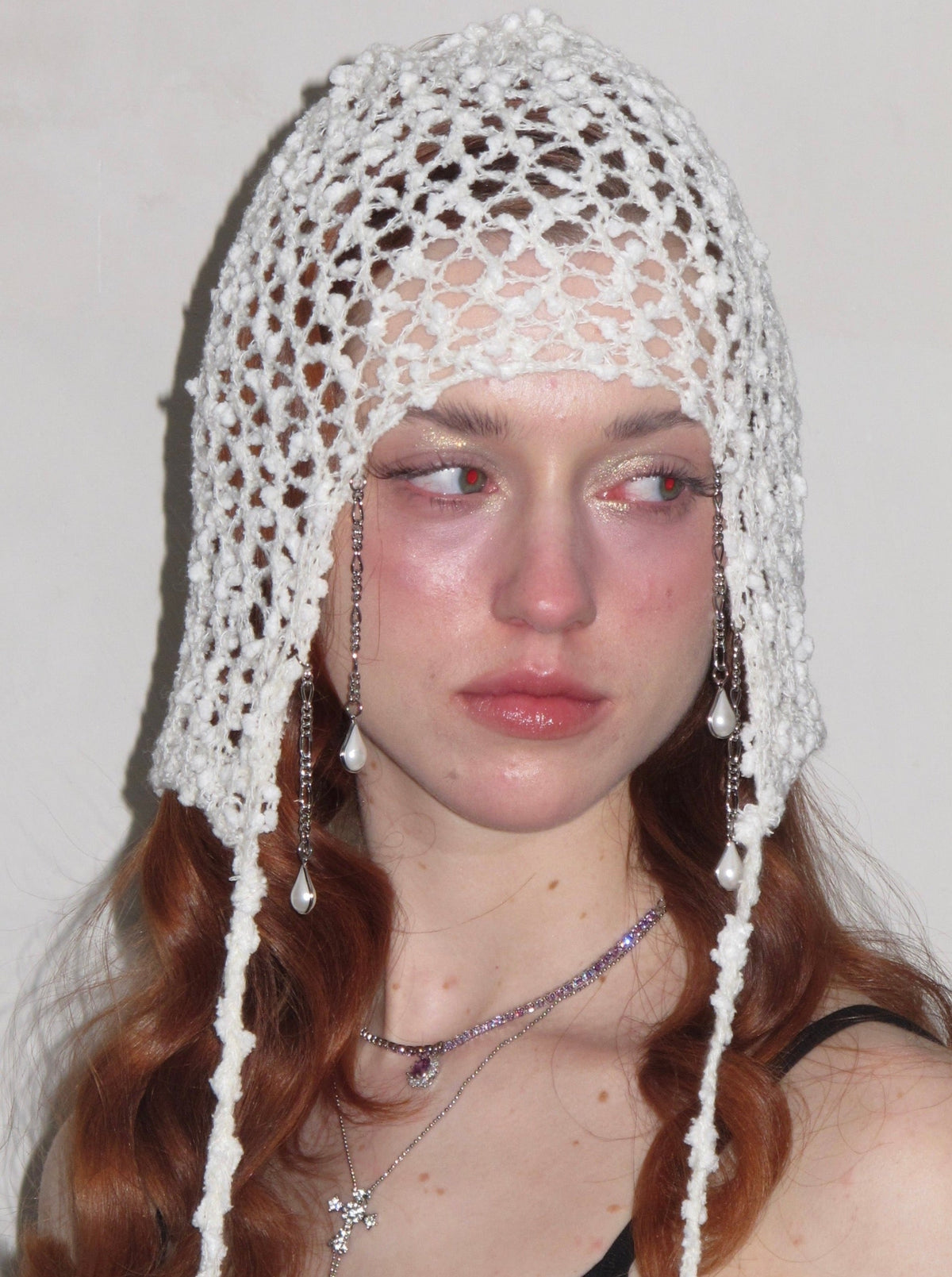 Hollow Knit Hat/Neck gaiter with Pendant – PROD