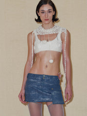 PROD 2024 Pre-spring One Size / cream / In-stock Hollow Knit Hat/Neck gaiter with Pendant