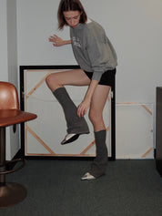 PROD 2024 Pre-spring One Size / dark gray / In-stock Knit Long Socks  Leg Warmers