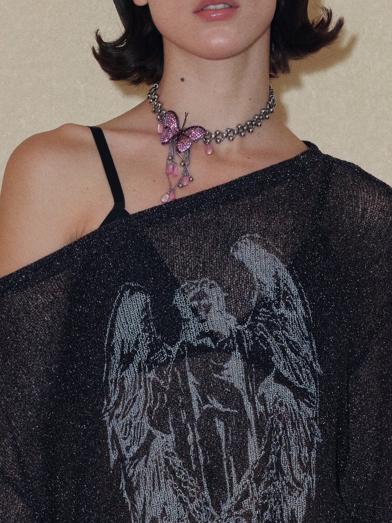 PROD 2024 Pre-spring One Size / Pink / In-stock Twinkling Butterfly Necklace