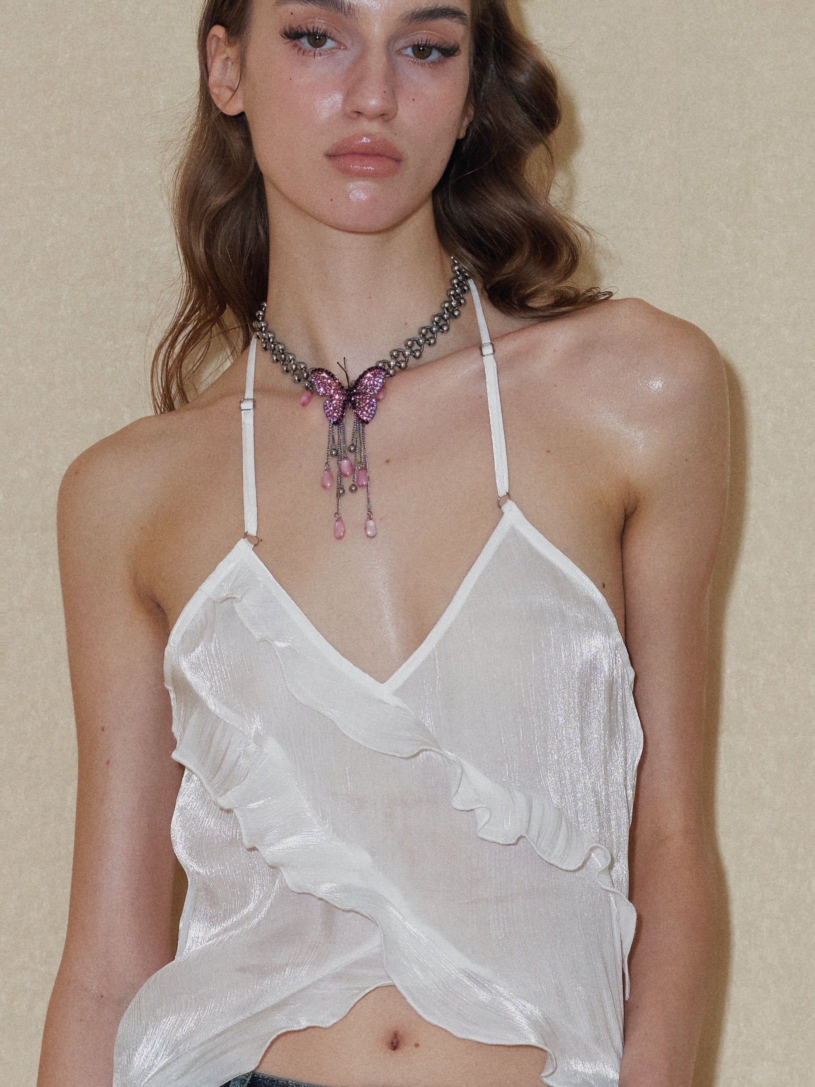 PROD 2024 Pre-spring One Size / Pink / In-stock Twinkling Butterfly Necklace