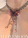 PROD 2024 Pre-spring One Size / Pink / In-stock Twinkling Butterfly Necklace
