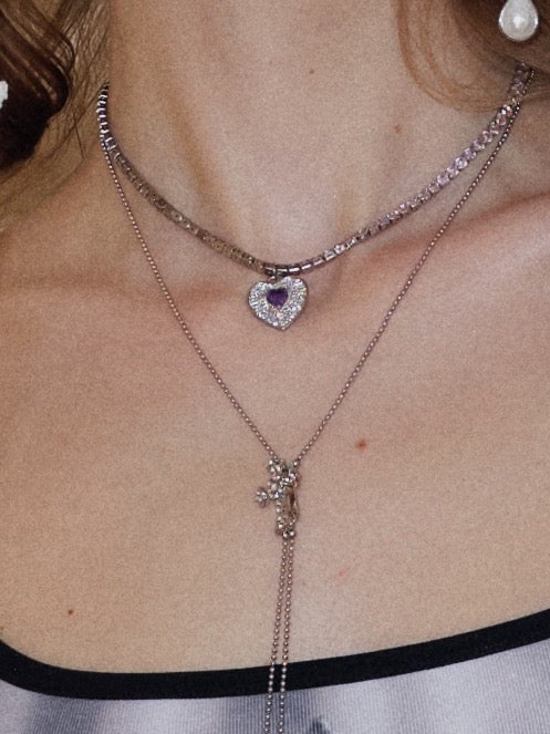  In-stock Shiny Heart Y2K Cubic Zirconia Necklace