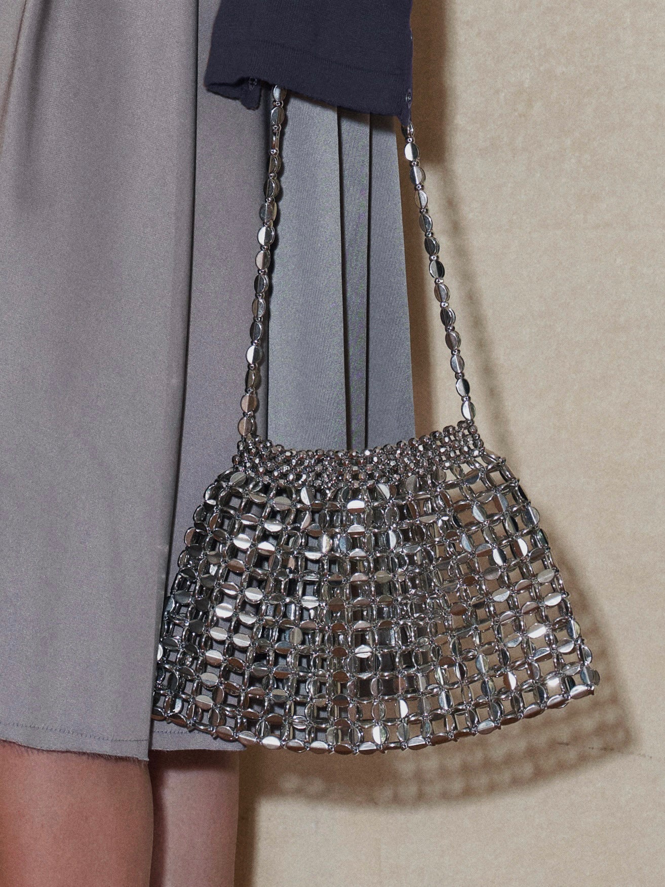 PROD 2024 Pre-spring One Size / Silver / In-stock Metal Hollow Pouch