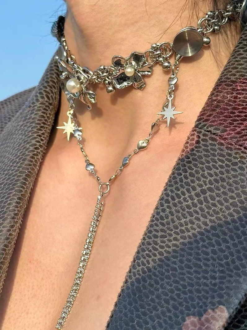 PROD 2024 Pre-spring One Size / Silver / In-stock Multilayer Metal Necklace