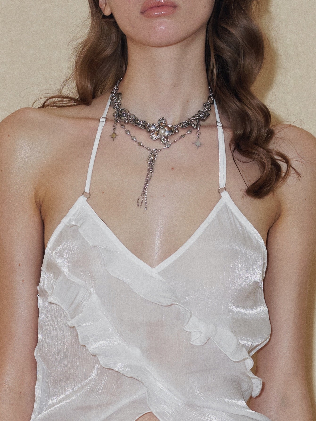 PROD 2024 Pre-spring One Size / Silver / In-stock Multilayer Metal Necklace