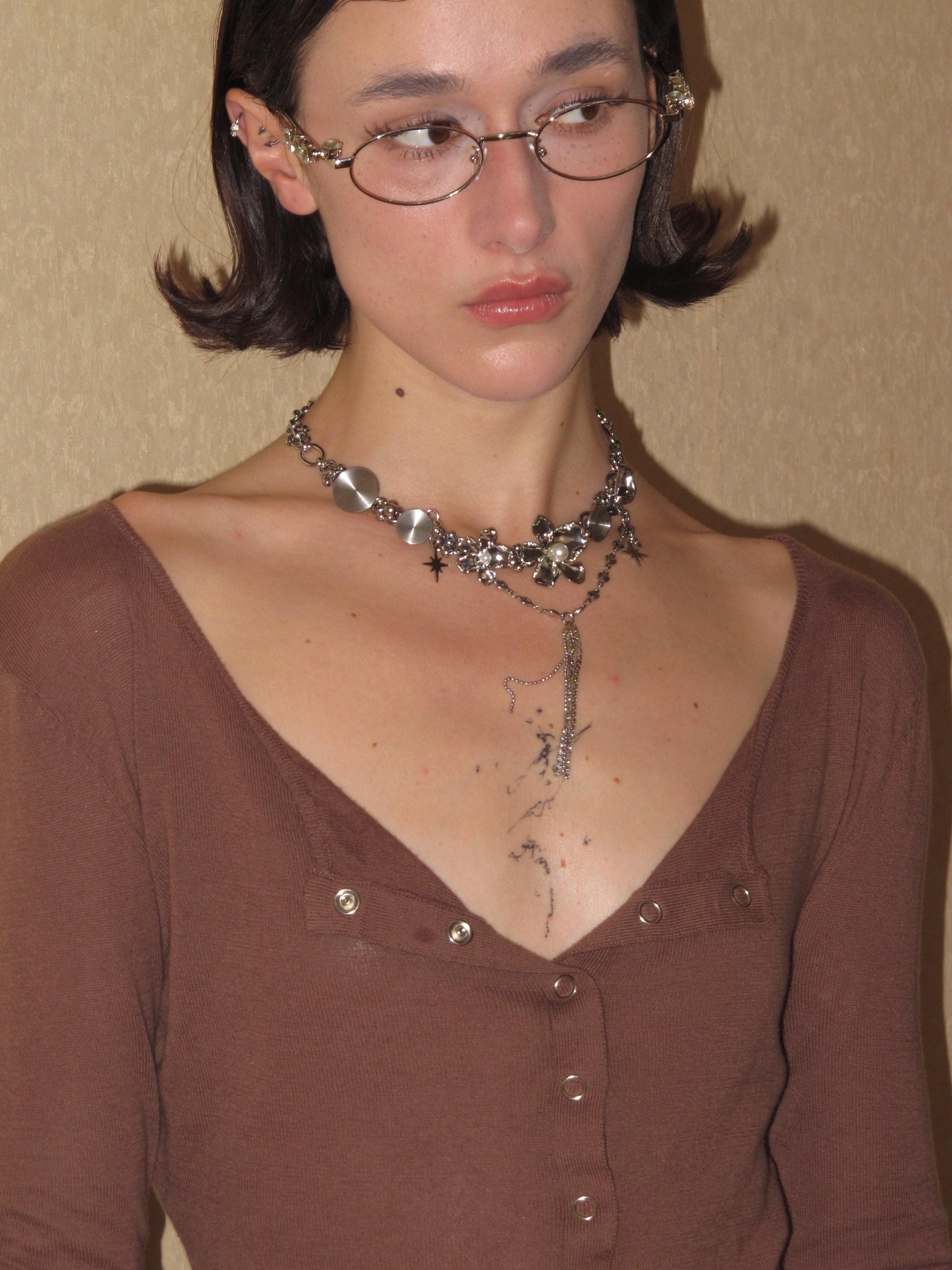 PROD 2024 Pre-spring One Size / Silver / In-stock Multilayer Metal Necklace