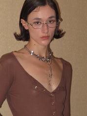 PROD 2024 Pre-spring One Size / Silver / In-stock Multilayer Metal Necklace