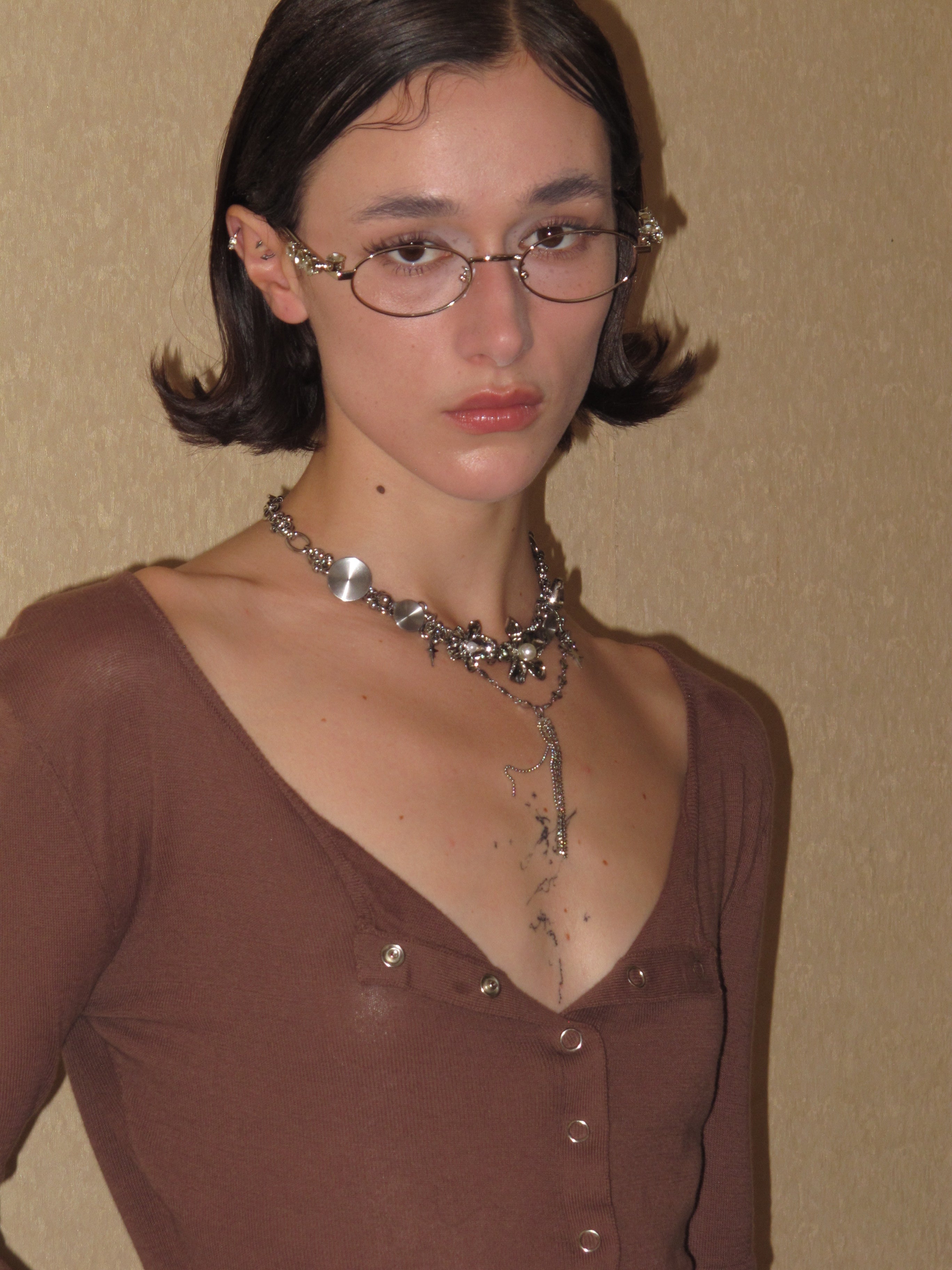 PROD 2024 Pre-spring One Size / Silver / In-stock Multilayer Metal Necklace