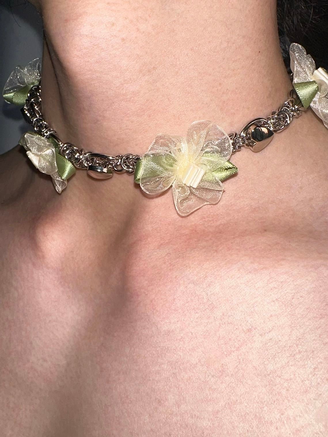  In-stock Y2K Organza Flower Necklace