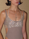 PROD 2024 Pre-spring One Size / Sliver / In-stock Bra with Rhinestone-Embedded Chains