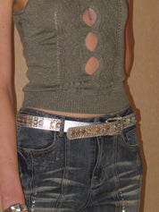 PROD 2024 Pre-spring One Size / Sliver / In-stock Silver Gemstone Belt