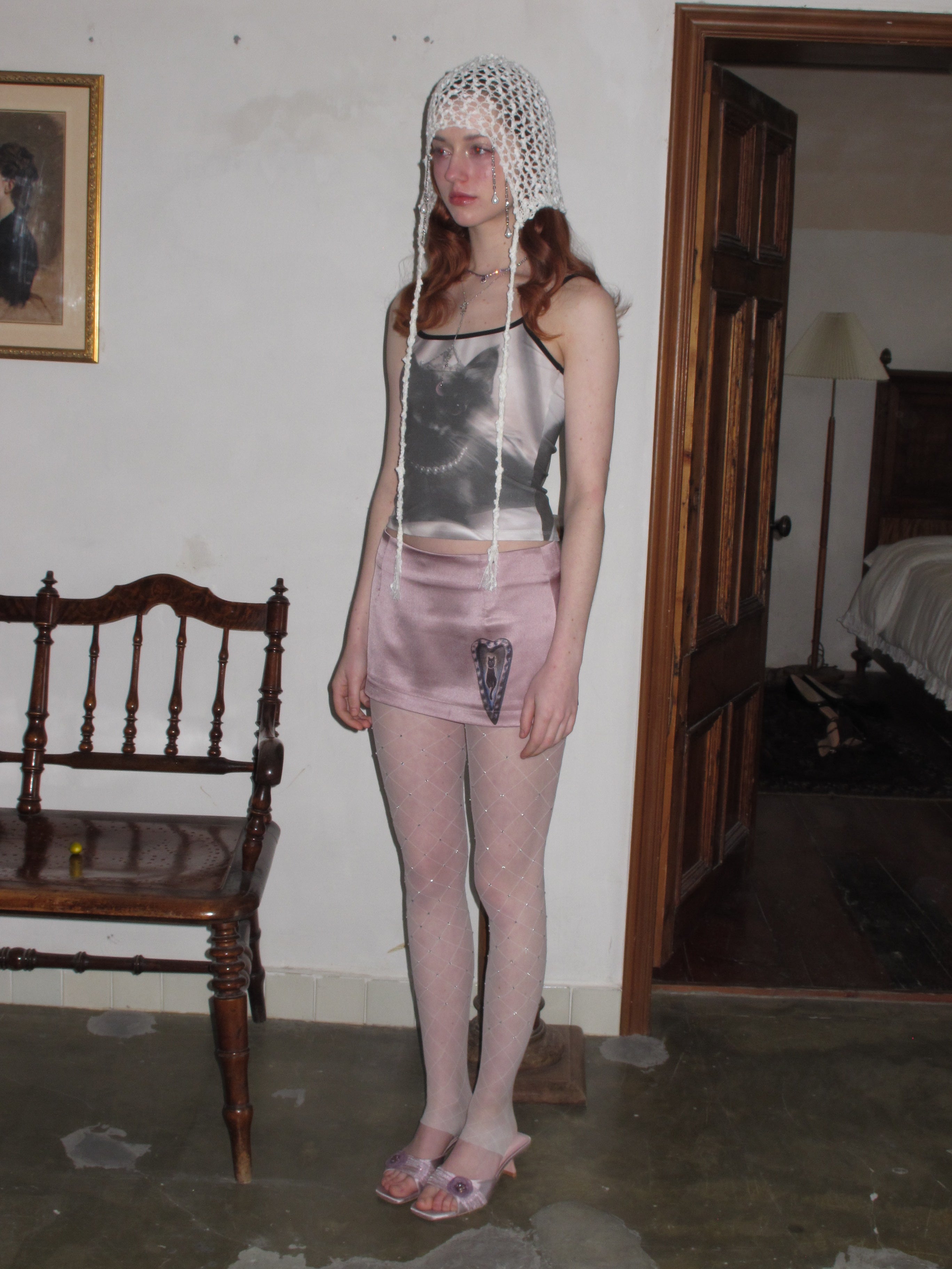 PROD 2024 Pre-spring One Size / White / In-stock Mesh Rhinestone Tights (Freely Cutable)