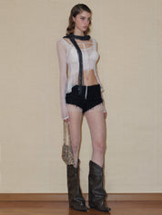 PROD 2024 Pre-spring One Size / White / In-stock Mesh Rhinestone Tights (Freely Cutable)