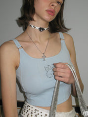 PROD 2024 Pre-spring One Size / White / In-stock Star Short Velvet Heart  Rivet Choker