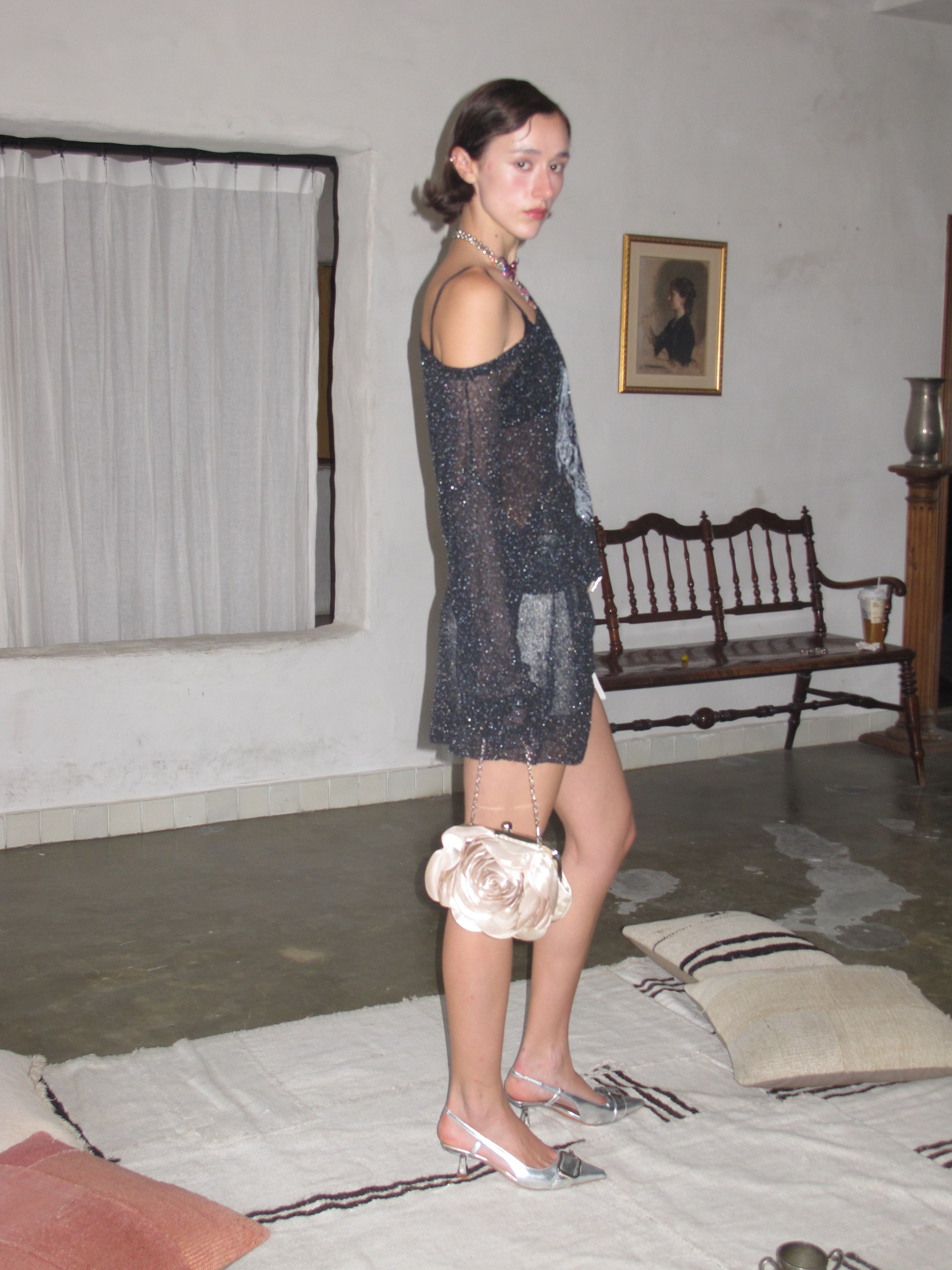 PROD 2024 Pre-spring One Size（XS-L） / Black / In-stock Semi-Sheer Angel Long sleeve