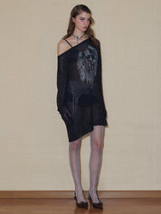 PROD 2024 Pre-spring One Size（XS-L） / Black / In-stock Semi-Sheer Angel Long sleeve