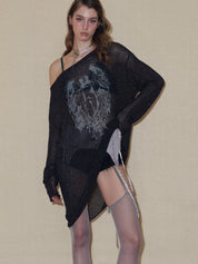 PROD 2024 Pre-spring One Size（XS-L） / Black / In-stock Semi-Sheer Angel Long sleeve