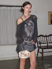 PROD 2024 Pre-spring One Size（XS-L） / Black / In-stock Semi-Sheer Angel Long sleeve