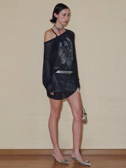 PROD 2024 Pre-spring One Size（XS-L） / Black / In-stock Semi-Sheer Angel Long sleeve