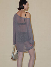 PROD 2024 Pre-spring One Size（XS-L） / Gray / In-stock Semi-Sheer Angel Long sleeve