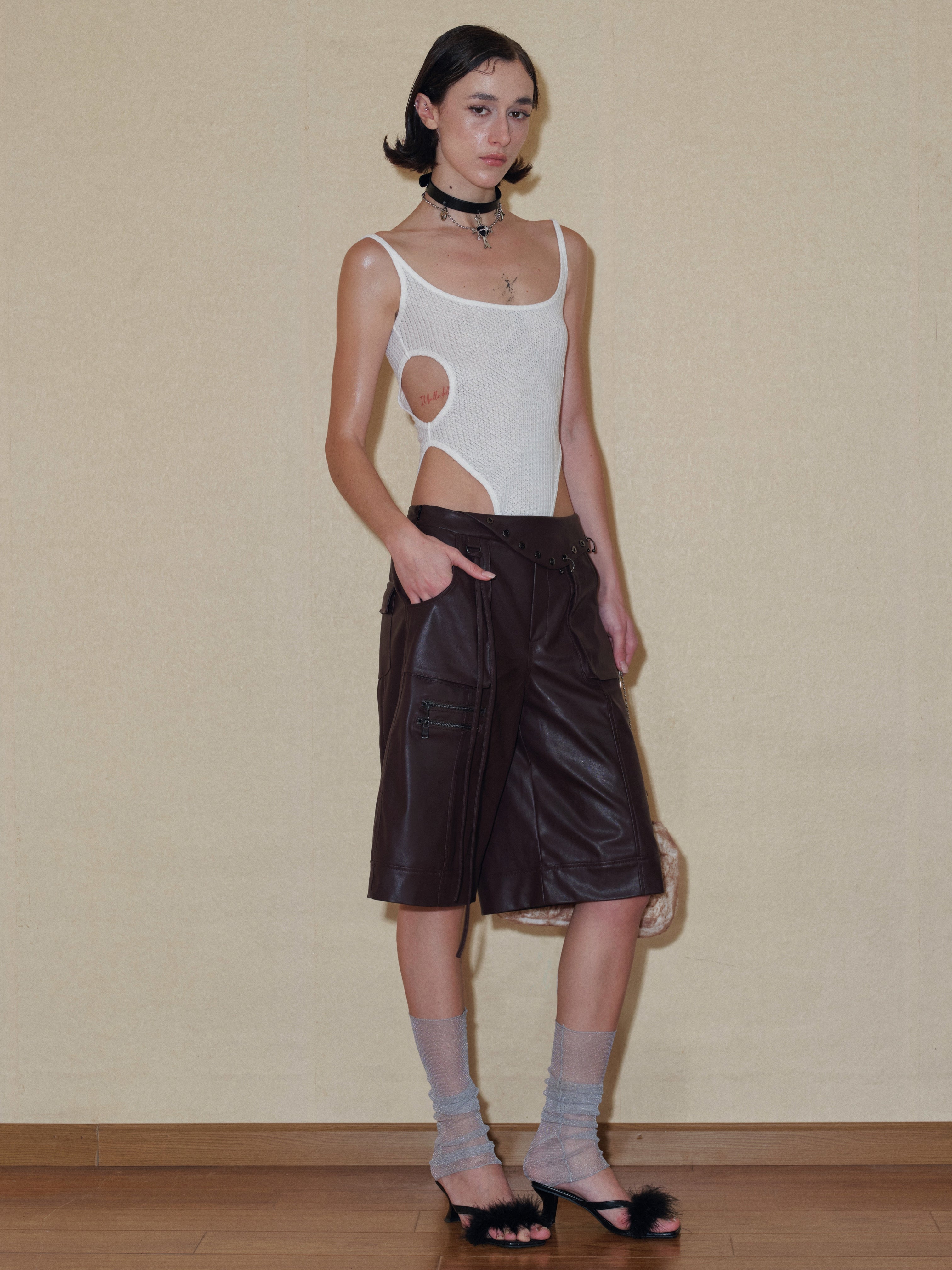 PROD 2024 Pre-spring Punk Faux Leather Shorts