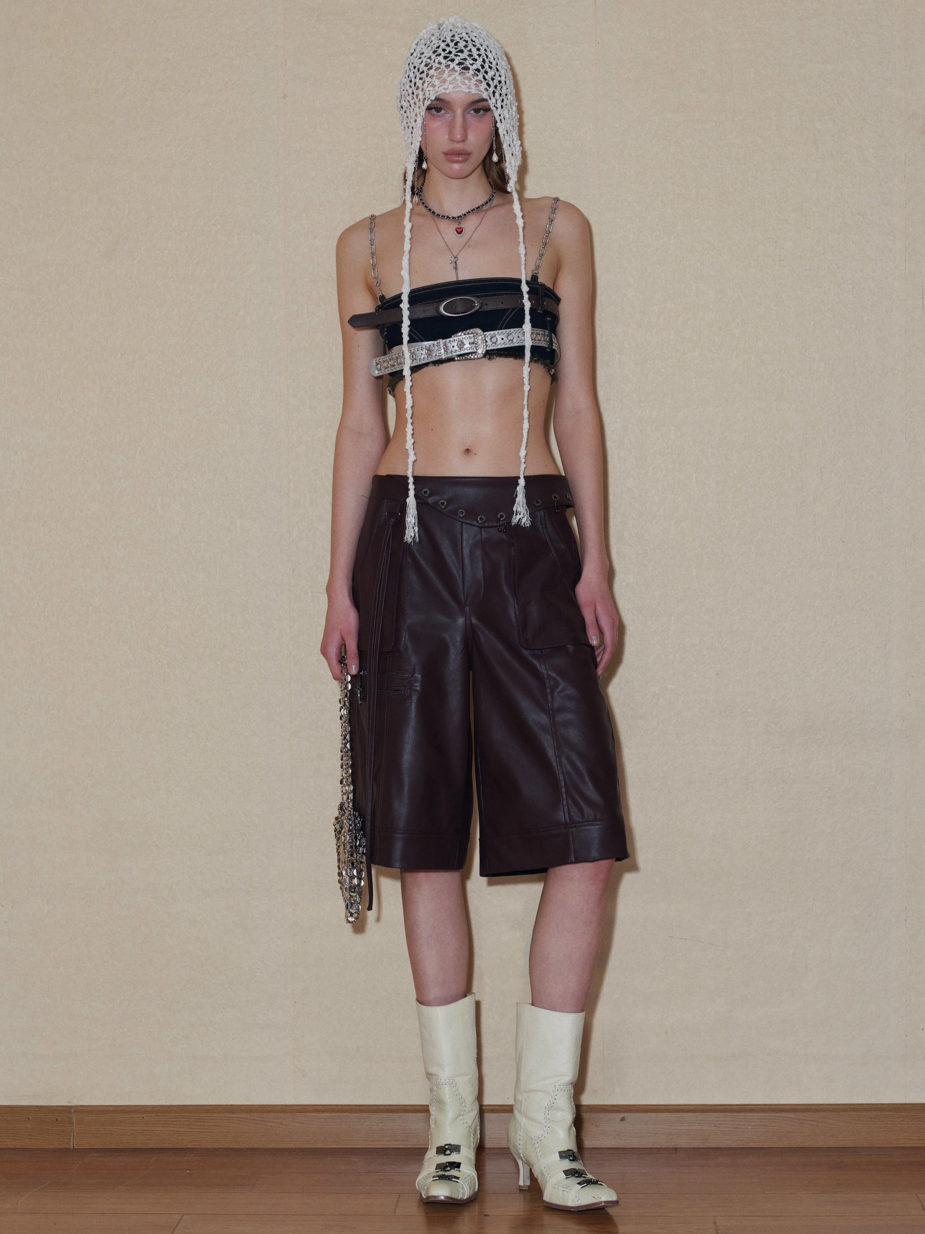 PROD 2024 Pre-spring Punk Faux Leather Shorts