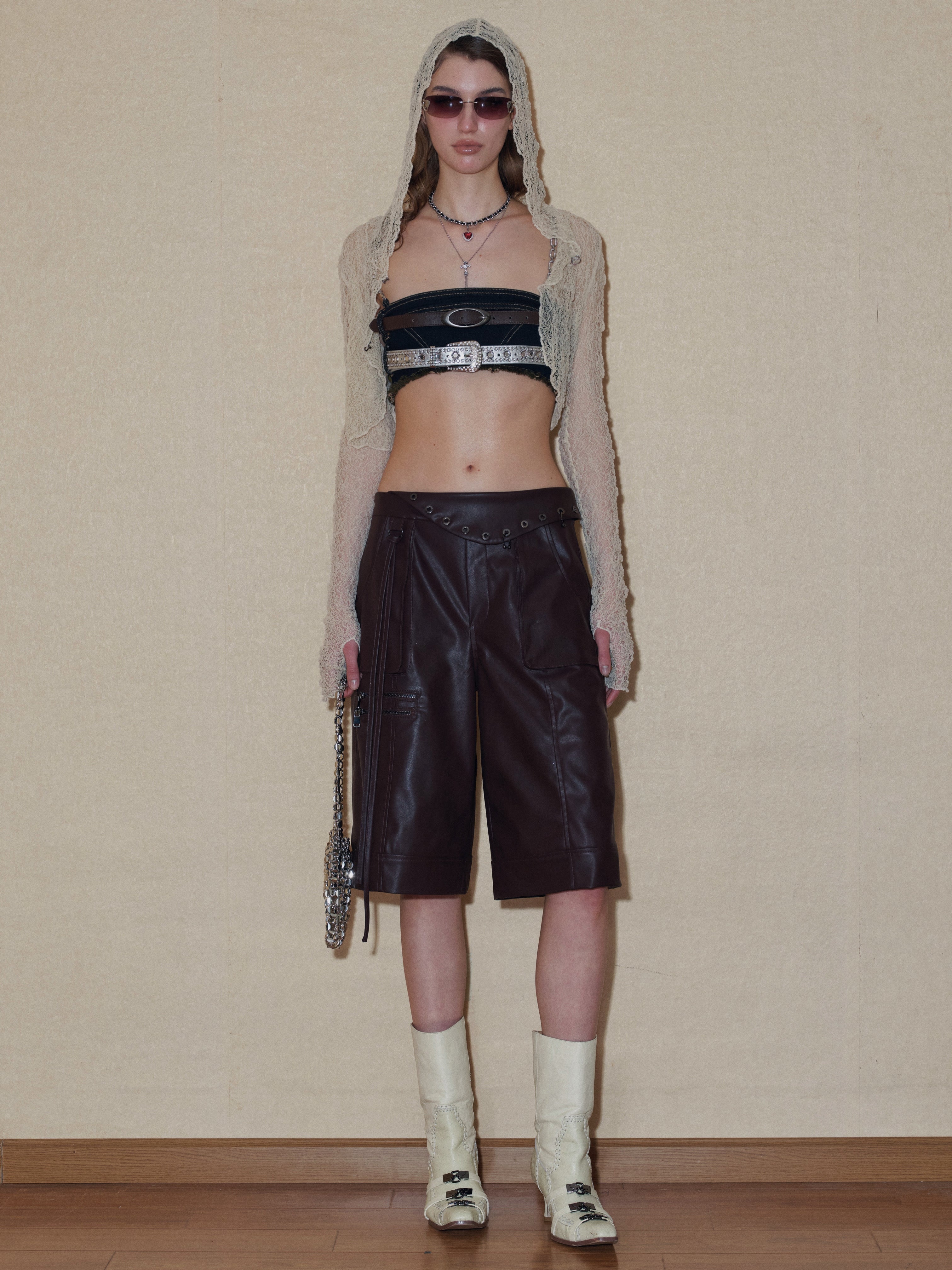 PROD 2024 Pre-spring Punk Faux Leather Shorts