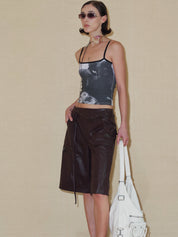 PROD 2024 Pre-spring Punk Faux Leather Shorts