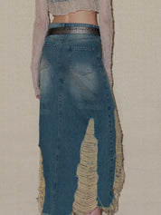 PROD 2024 Pre-spring Ripped Denim Midi Skirt