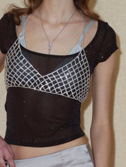 PROD 2024 Pre-spring Semi-Sheer Sequins Short-sleeved