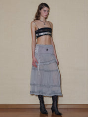 PROD 2024 Pre-spring Semi-sheer Tiered Skirt（With Lace Shorts）