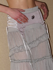 PROD 2024 Pre-spring Semi-sheer Tiered Skirt（With Lace Shorts）