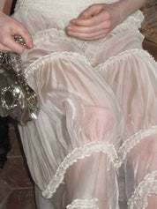 PROD 2024 Pre-spring Semi-sheer Tiered Skirt（With Lace Shorts）