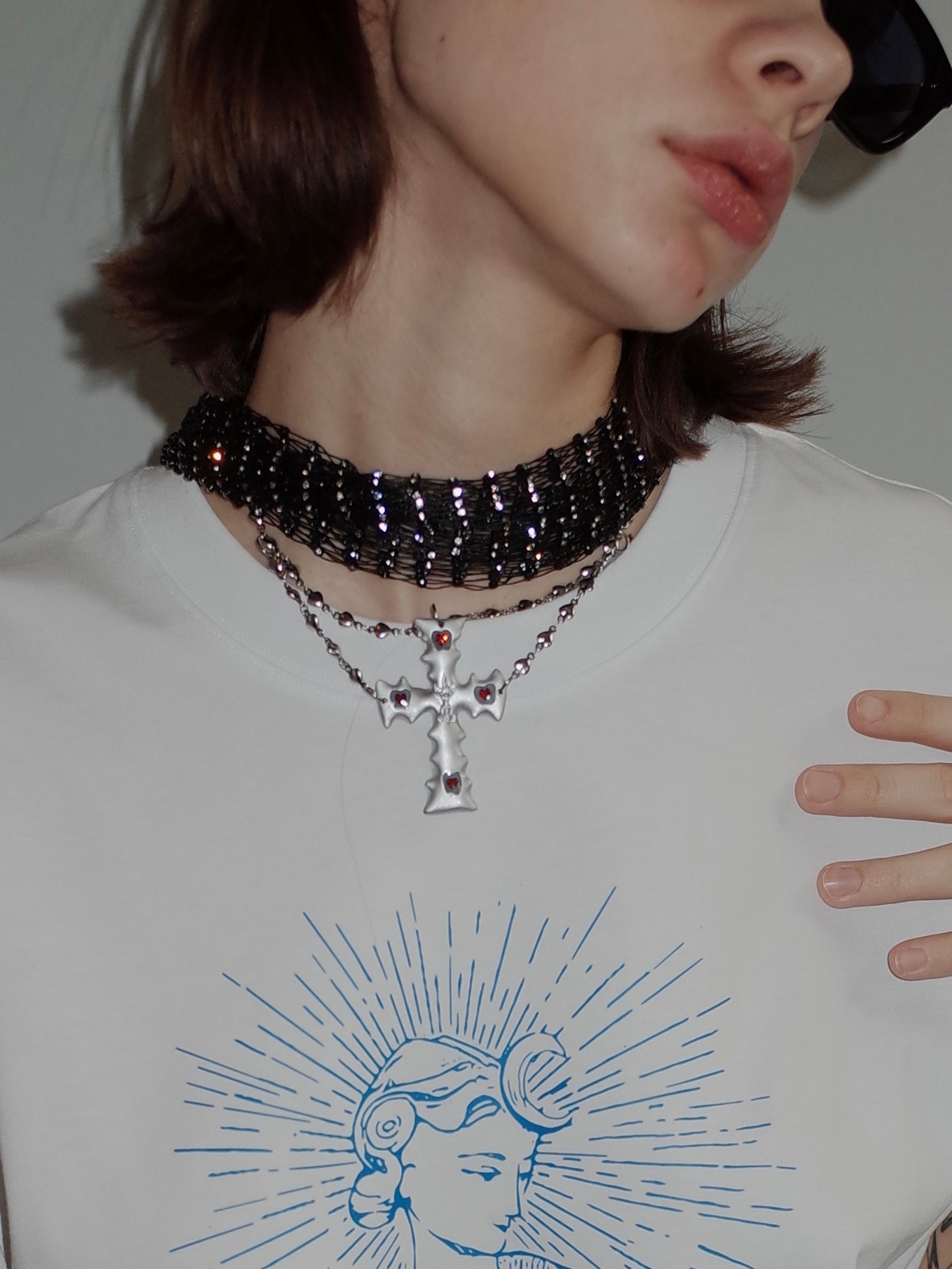 PROD 2024 Pre-spring Silver Cross Punk Necklace